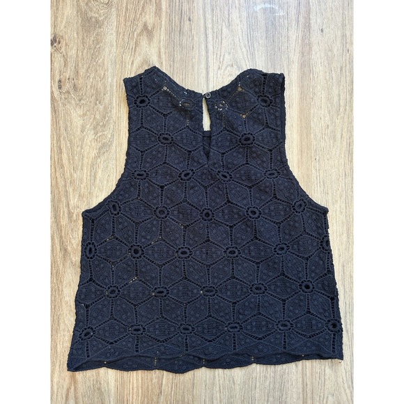 Vtg Y2K Black Crochet Top Sz S Whimsy Goth Fairy Crochet Hippie Tank Cami USA - Picture 4 of 7